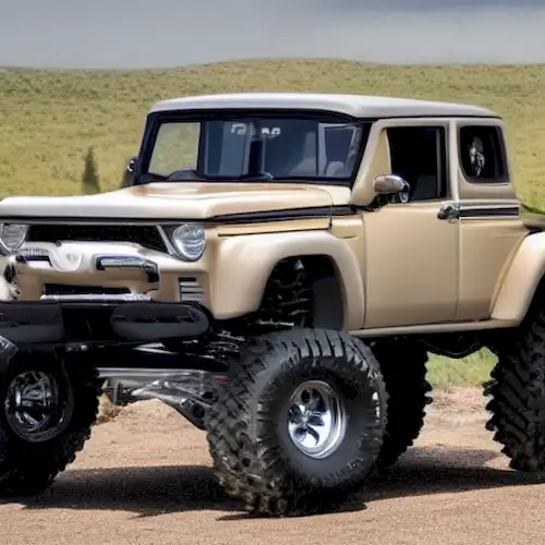 La imagen debe mostrar visualmente una lista de diez vehículos off-road 4x4 de la parte superior equipados con un reductor