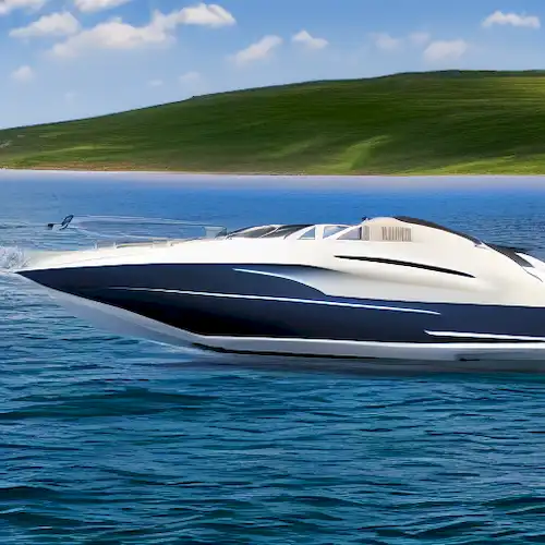 La imagen retrata un revolucionario yate ecológico alimentado por energía solar y propulsión eléctrica para experiencias de vela de lujo.