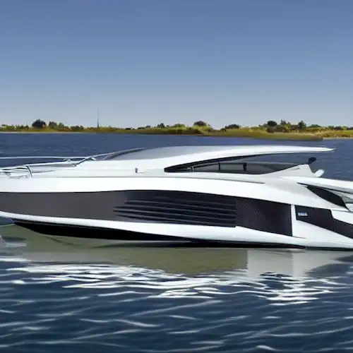 La imagen retrata un revolucionario yate eléctrico de energía solar que combina lujo y eco-amigración.