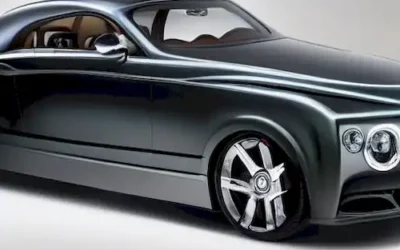 La imagen muestra un lujoso vehículo Bentley inspirado en su icónico modelo Speed Six