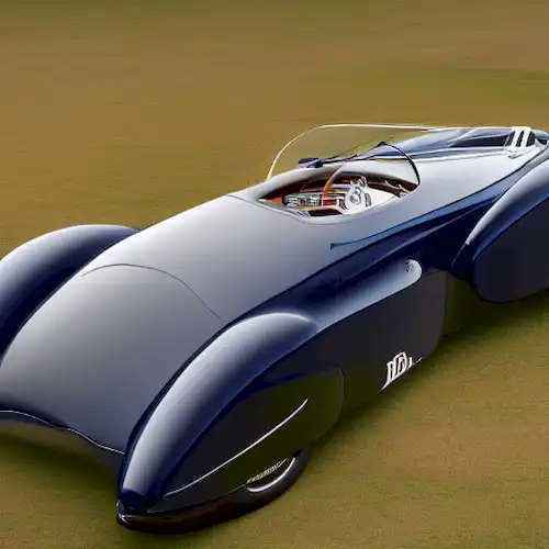 La imagen debe representar el famoso Bugatti Tipo 57S Atlante, un símbolo de la historia automotriz y un testamento a su legado duradero.