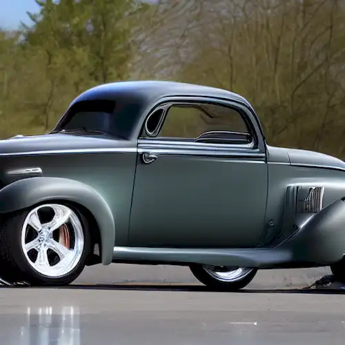 La imagen debe representar un vehículo bien mantenido con pegatinas de inspección ITV visibles, enfatizando su seguridad y condición confiable para el uso de carretera.