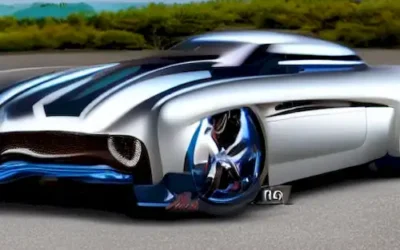 Una pantalla visual cautivadora que ofrece un coche conduciendo en una carretera pintoresca