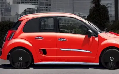 La imagen representa el rediseño moderno del Citroën C1