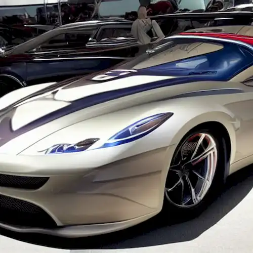 La imagen debe representar la impresionante colección de coches de Karim Benzema, con vehículos de alta gama y reflejar su éxito como estrella del Real Madrid.