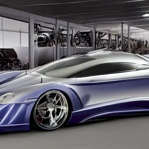 La imagen representa la impresionante colección de coches de Karim Benzema, destacando su éxito como estrella del Real Madrid.