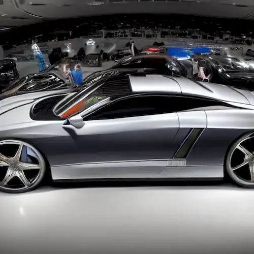 La imagen debe retratar la impresionante colección de coches de Karim Benzema como una prominente estrella del Real Madrid.