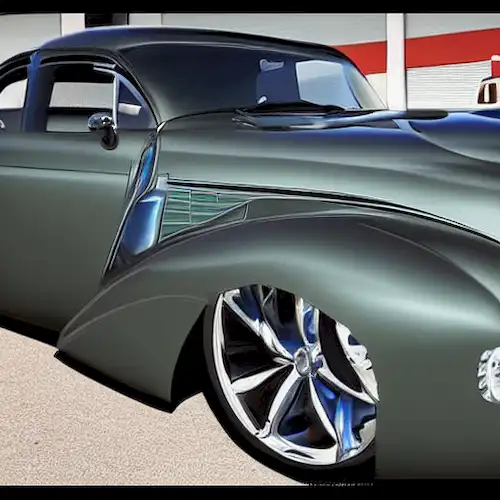 La imagen debe demostrar cómo los diseñadores de vehículos utilizan máscaras y rompecabezas para crear patrones intrincados, disimulando eficazmente la verdadera identidad de un vehículo a través del camuflaje artístico.