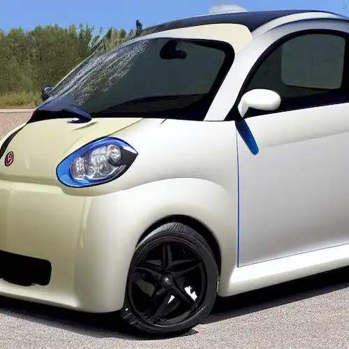 La imagen debe representar un microcar compacto y fácil de usar diseñado específicamente para conductores adolescentes de 15 años y más, promoviendo prácticas de conducción seguras y facilidad de uso.