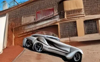 Un coche de repente se detiene en una escalera desgastada y con viento en Hoyo de Pinares