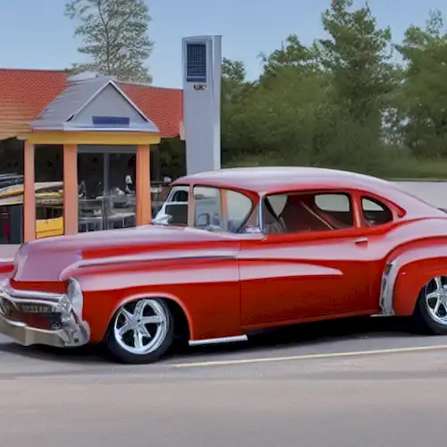 La imagen debe ilustrar una estación de servicio con los asistentes que traen combustible directamente a los coches estacionados, enfatizando aspectos de comodidad y ahorro de tiempo de repostar sin salir del vehículo.