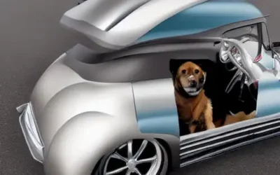 La imagen debe representar a un perro bien asegurado disfrutando de un paseo cómodo