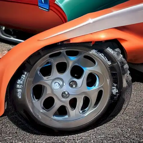 La imagen retrata la deflación de neumáticos por activistas en Barcelona, destacando sus esfuerzos por disminuir las emisiones de CO2 a través de ajustes de presión de neumáticos.