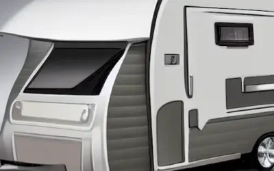 La imagen debe demostrar cómo la Caravan Mink Sports Camper combina lujo y comodidad dentro de un diseño compacto.