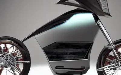 La imagen demuestra un futuro en el que las motos eléctricas innovadoras de seguridad cibernética revolucionan la entrega postal