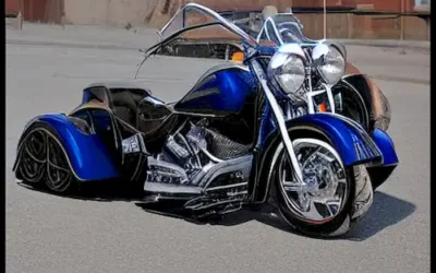 La imagen debe representar una historia completa y guía de motos con sidecars