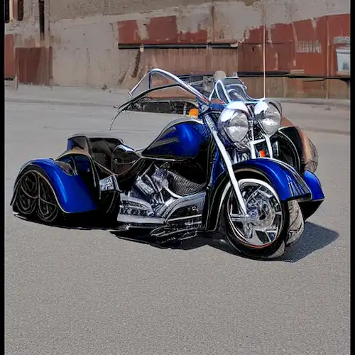 La imagen debe representar una historia completa y guía de motos con sidecars