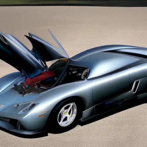 La imagen debe representar una colección de cinco películas inspiradas en el automóvil, incluyendo Ferrari, Lamborghini y Gran Turismo, todas basadas en historias verdaderas.