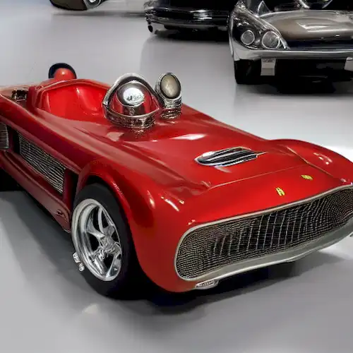 La imagen retrata a Zayn Sofuoglu, un niño prodigioso de tan solo tres años, conduciendo triunfalmente un Ferrari como profesional.